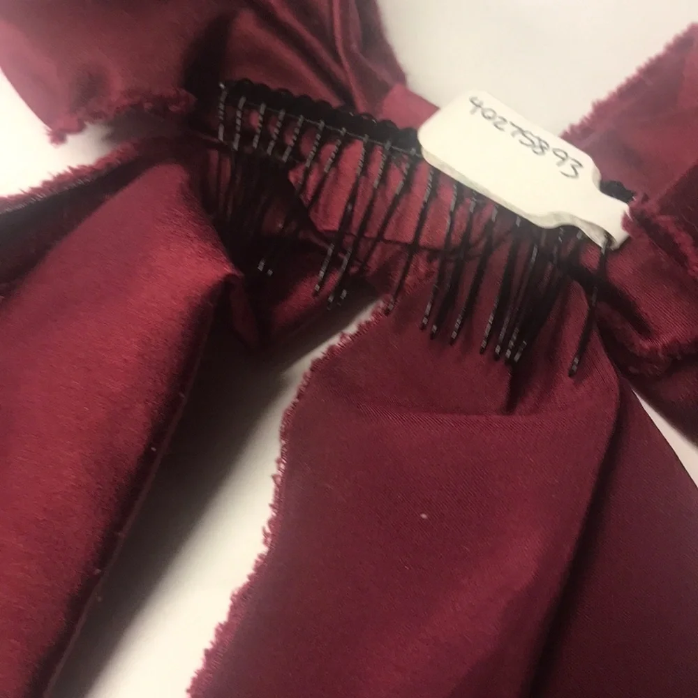 Anthropologie burgundy bow hair comb accessory new